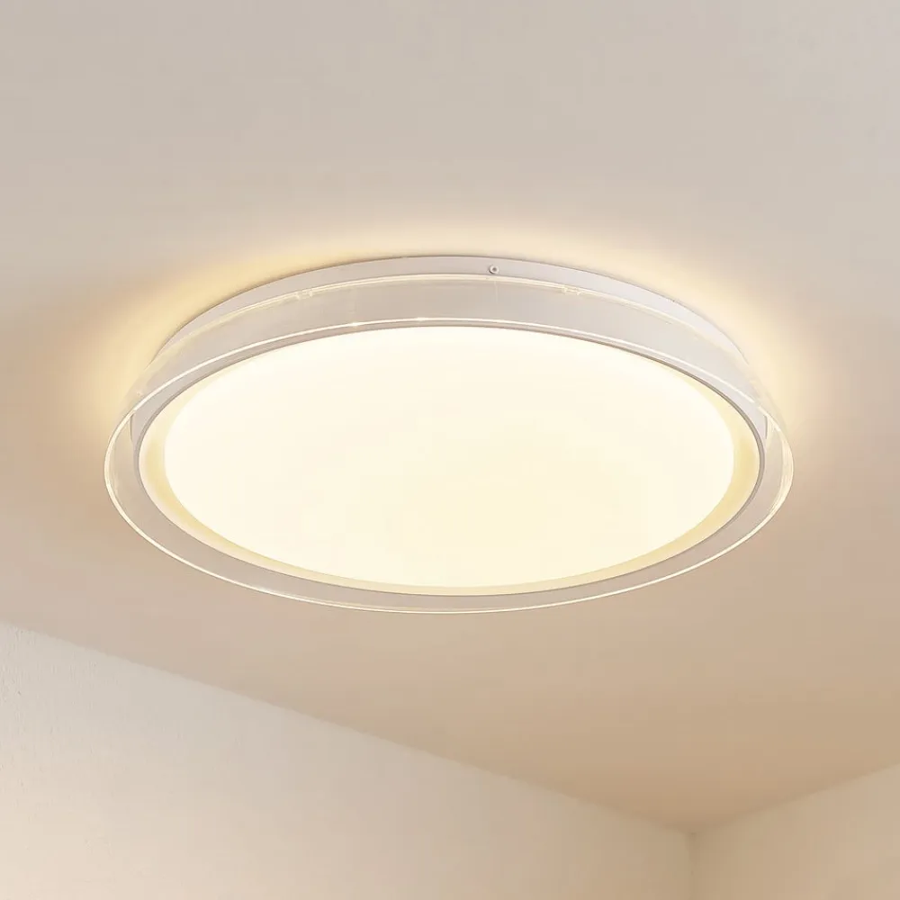 Lindby LED-loftlampe Sleya Ø 50 cm, hvid, CCT, dæmpbar
