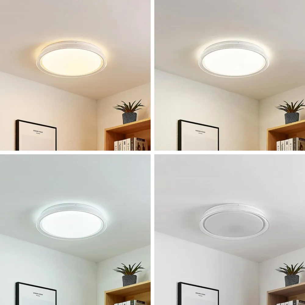 Lindby LED-loftlampe Sleya Ø 50 cm, hvid, CCT, dæmpbar