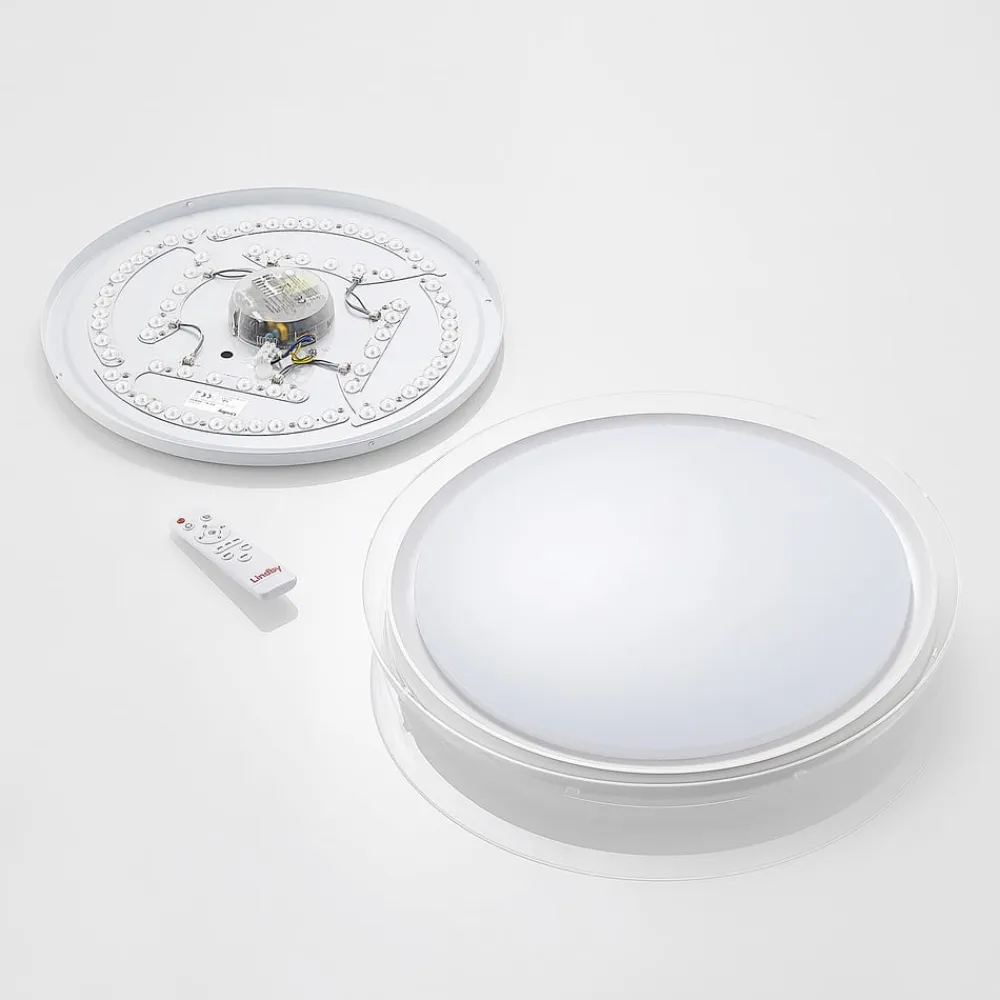 Lindby LED-loftlampe Sleya Ø 50 cm, hvid, CCT, dæmpbar