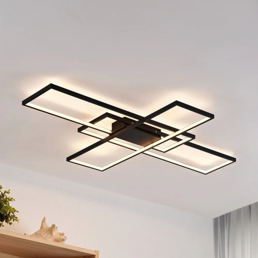 Lindby Loftlamper|Pendellamper>LED-loftlampe Tetson, sort, metal, dæmpbar