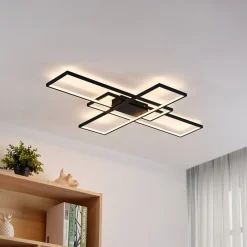 Lindby Loftlamper|Pendellamper>LED-loftlampe Tetson, sort, metal, dæmpbar