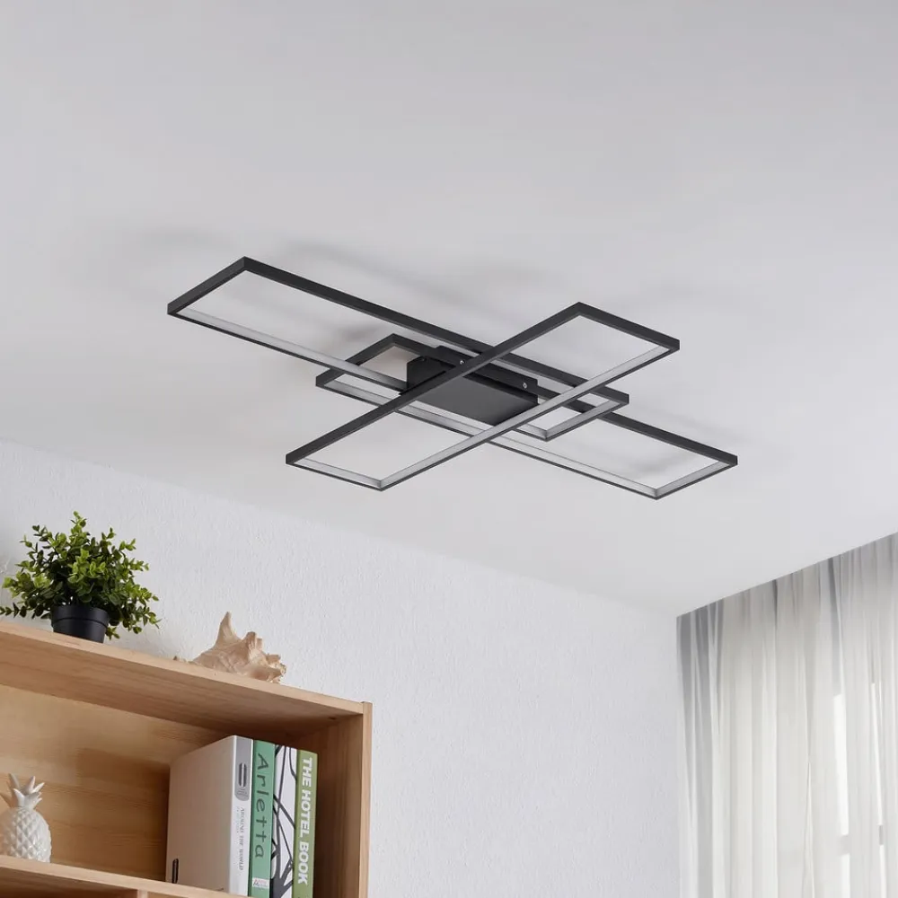 Lindby Loftlamper|Pendellamper>LED-loftlampe Tetson, sort, metal, dæmpbar