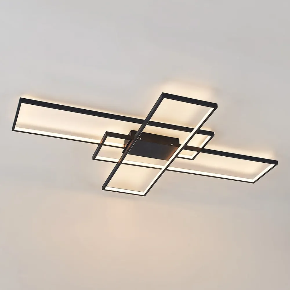 Lindby Loftlamper|Pendellamper>LED-loftlampe Tetson, sort, metal, dæmpbar