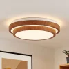Lindby LED-loftlampe Vaako, Ø 41 cm, metal, trælook