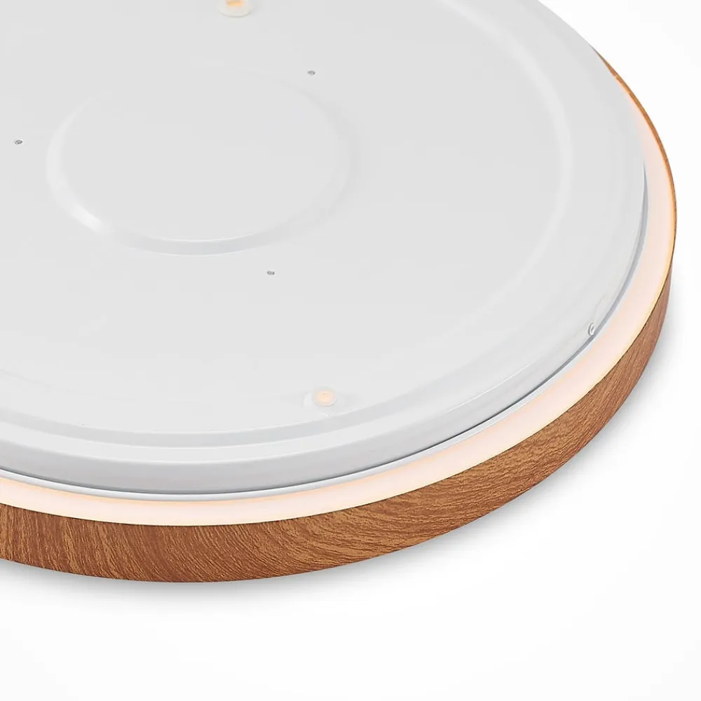 Lindby LED-loftlampe Vaako, Ø 41 cm, metal, trælook