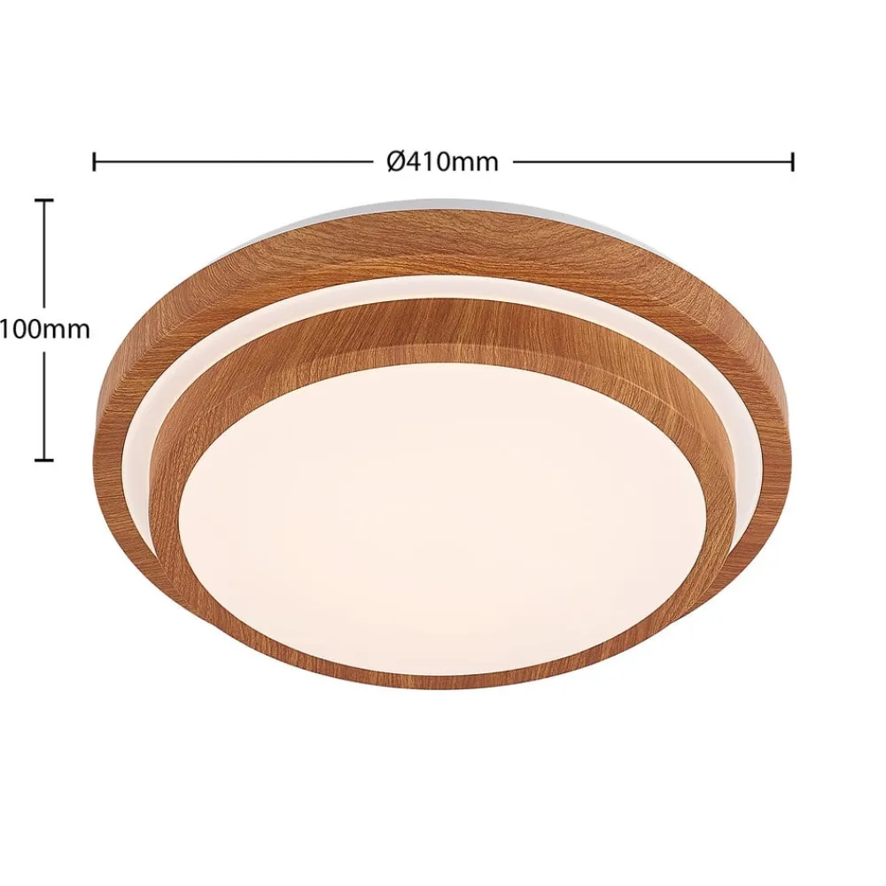 Lindby LED-loftlampe Vaako, Ø 41 cm, metal, trælook