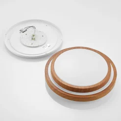 Lindby LED-loftlampe Vaako, Ø 41 cm, metal, trælook