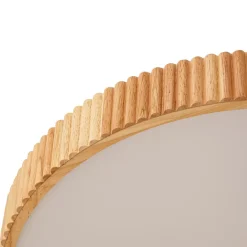 LED-loftlampe Velua, hvid/lys træ, CCT, Ø 50 cm^Lindby