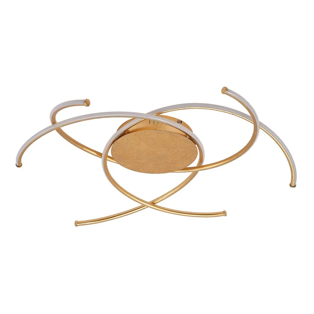 LED-loftlampe Yareli, guld, metal, Ø 70 cm^Lindby Best