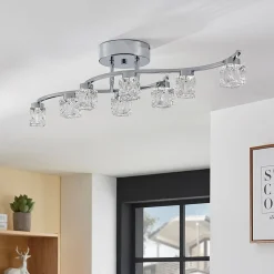 LED-loftlampe Yaro, 8 lyskilder, krom, dæmpbar^Lindby Clearance