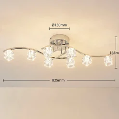 LED-loftlampe Yaro, 8 lyskilder, krom, dæmpbar^Lindby Clearance