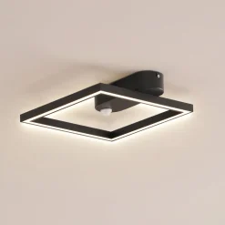 Lindby LED-loftlampe Yulla, 34 cm, sort, sensor