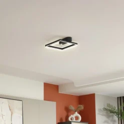Lindby LED-loftlampe Yulla, 34 cm, sort, sensor