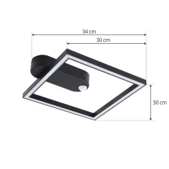 Lindby LED-loftlampe Yulla, 34 cm, sort, sensor