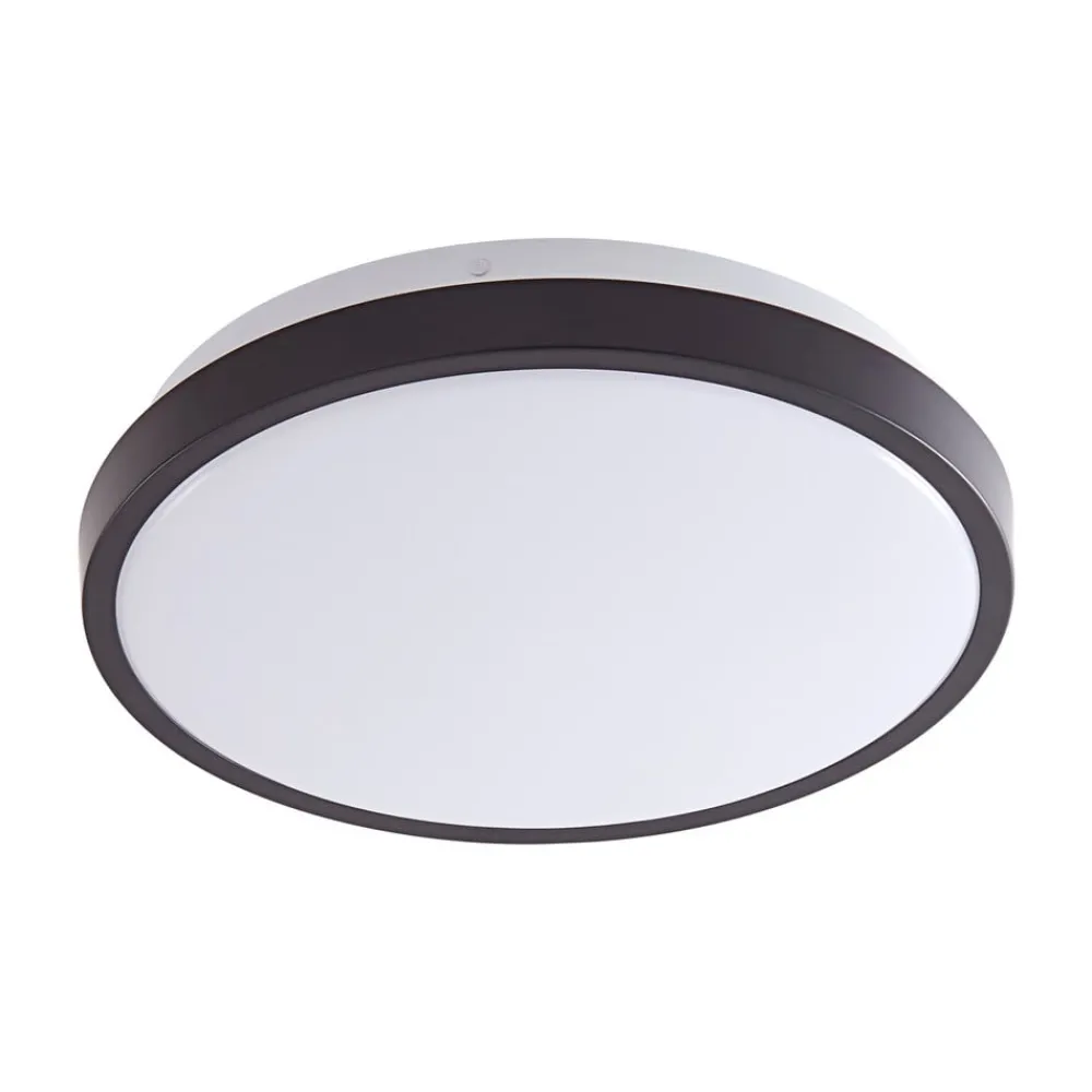 Lindby LED-loftslampe Medon Ø 29 cm sort plast IP44