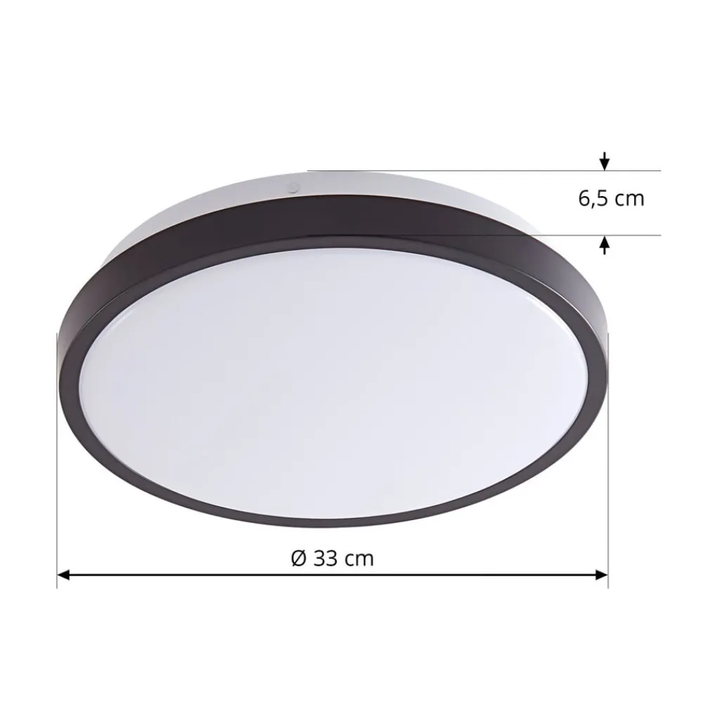 Lindby LED-loftslampe Medon Ø 29 cm sort plast IP44