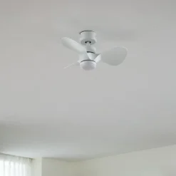 Lindby LED-loftventilator Enon, hvid, DC-motor, støjsvag