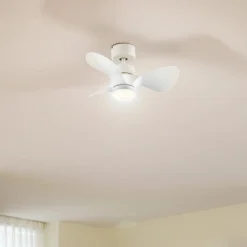 Lindby LED-loftventilator Enon, hvid, DC-motor, støjsvag