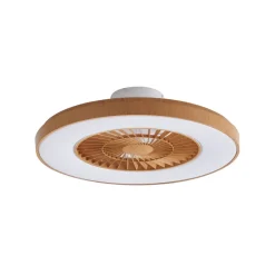 Lindby LED-loftventilator Teleo, Ø 58 cm, træfarvet, CCT