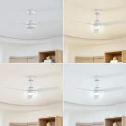 Lindby LED-loftventilator Aerallo, hvid, CCT, støjsvag