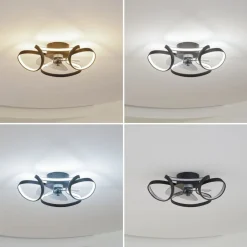 Lindby Loftventilatorer>LED-loftventilator Lomata, sort, støjsvag, Ø 23 cm