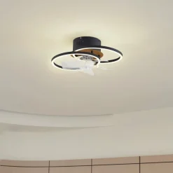 Lindby Loftventilatorer>LED-loftventilator Lomana, sort, støjsvag, CCT