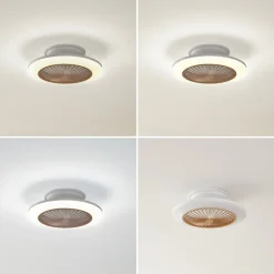 LED-loftventilator Mamuti, træfarvet, støjsvag, 55 cm^Lindby