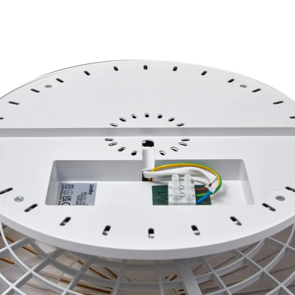 LED-loftventilator Mamuti, træfarvet, støjsvag, 55 cm^Lindby