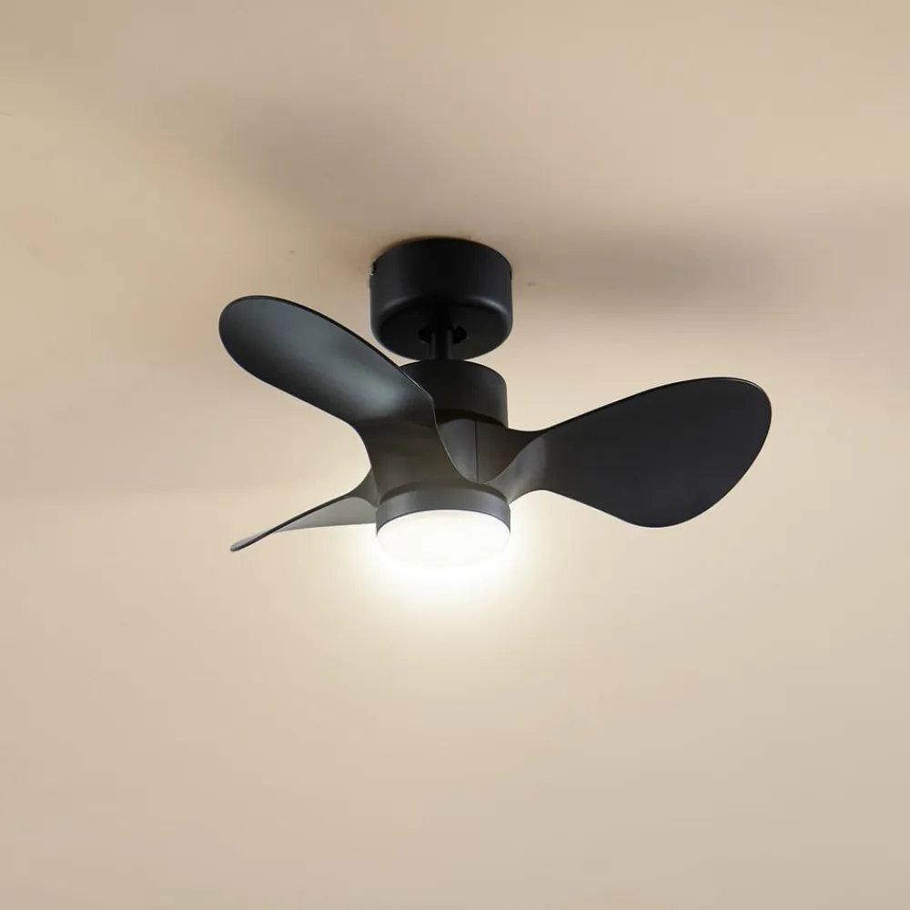 LED-loftventilator Enon, sort, DC-motor, støjsvag^Lindby