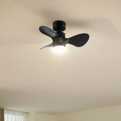 LED-loftventilator Enon, sort, DC-motor, støjsvag^Lindby