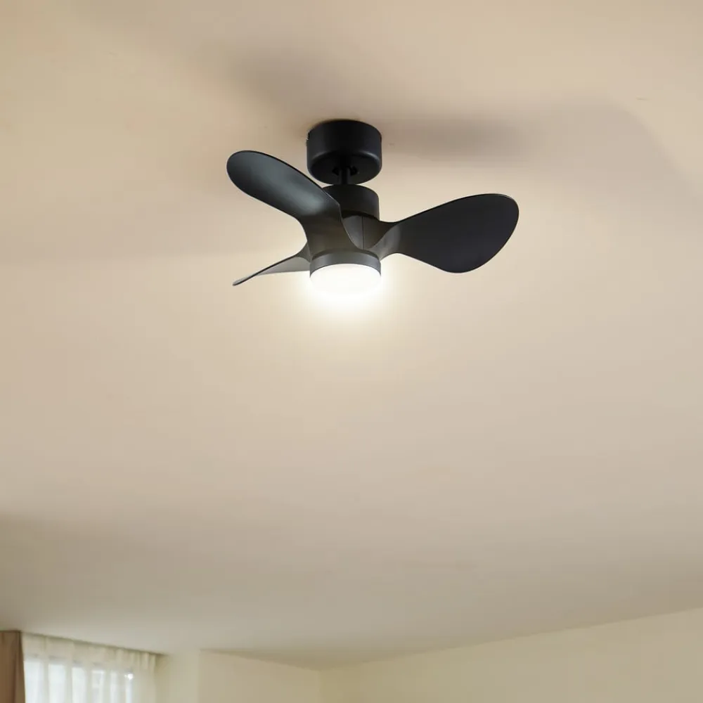 LED-loftventilator Enon, sort, DC-motor, støjsvag^Lindby