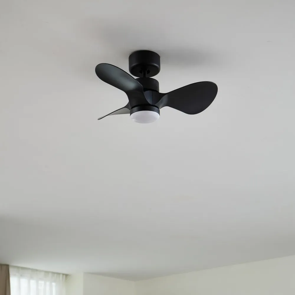 LED-loftventilator Enon, sort, DC-motor, støjsvag^Lindby