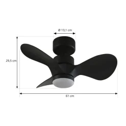 LED-loftventilator Enon, sort, DC-motor, støjsvag^Lindby