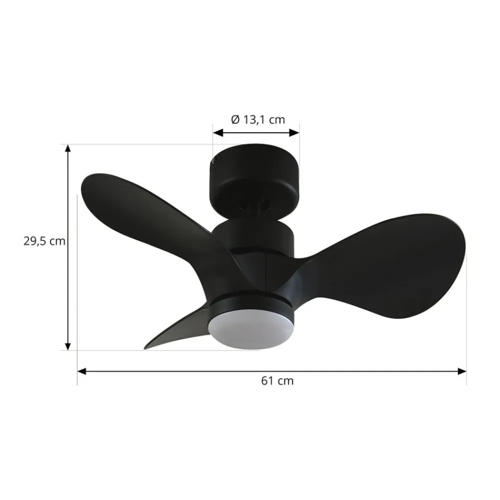 LED-loftventilator Enon, sort, DC-motor, støjsvag^Lindby
