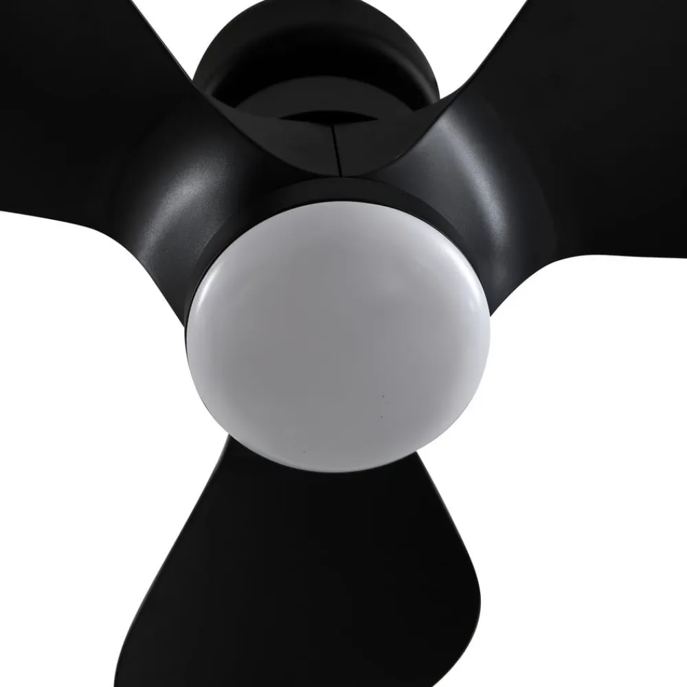 LED-loftventilator Enon, sort, DC-motor, støjsvag^Lindby