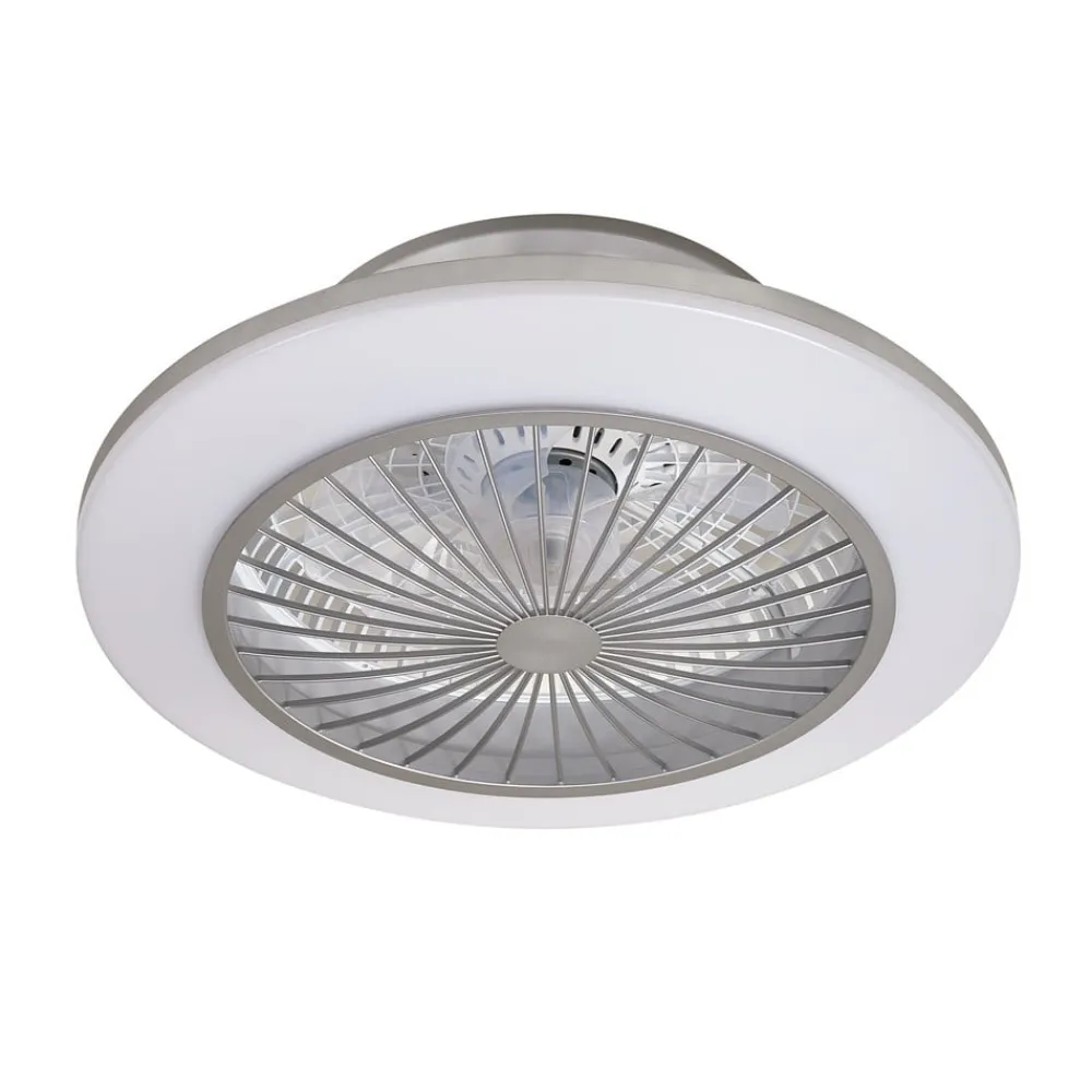 LED-loftventilator Mamuti, sølv, støjsvag, Ø 55 cm^Lindby