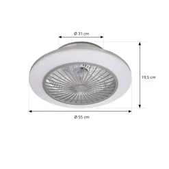 LED-loftventilator Mamuti, sølv, støjsvag, Ø 55 cm^Lindby
