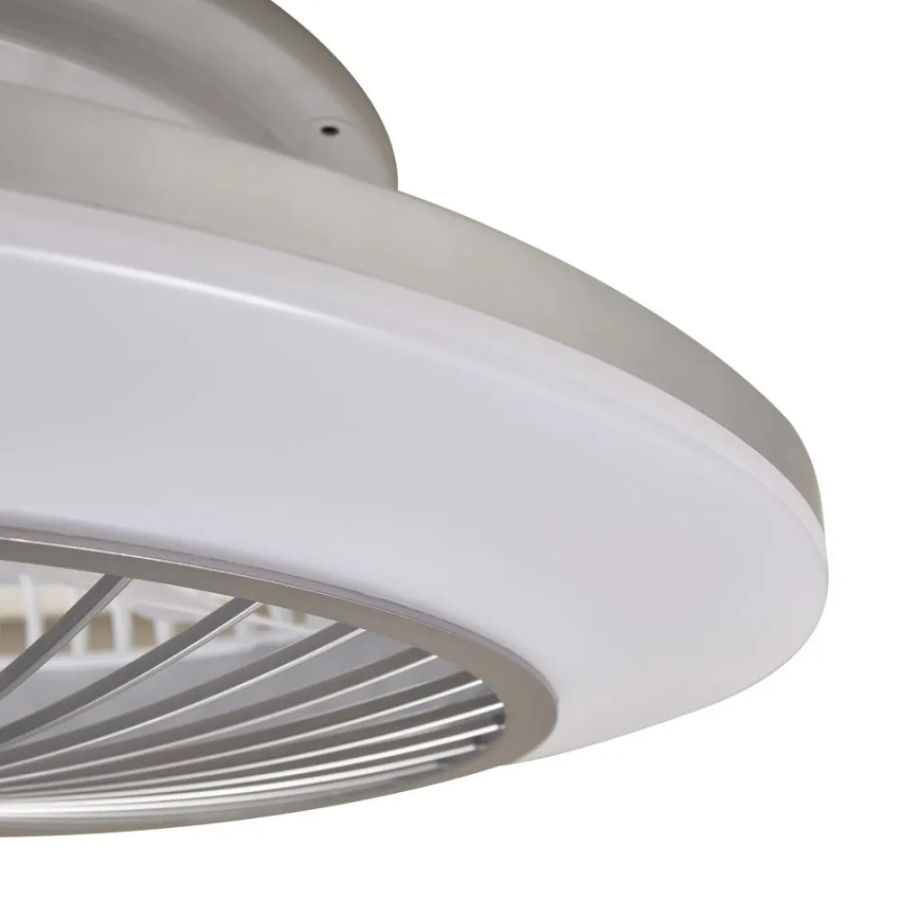 LED-loftventilator Mamuti, sølv, støjsvag, Ø 55 cm^Lindby