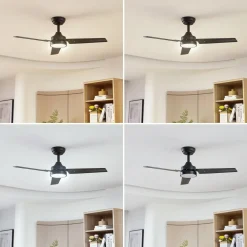 Lindby LED-loftventilator Aerallo, sort, CCT, støjsvag