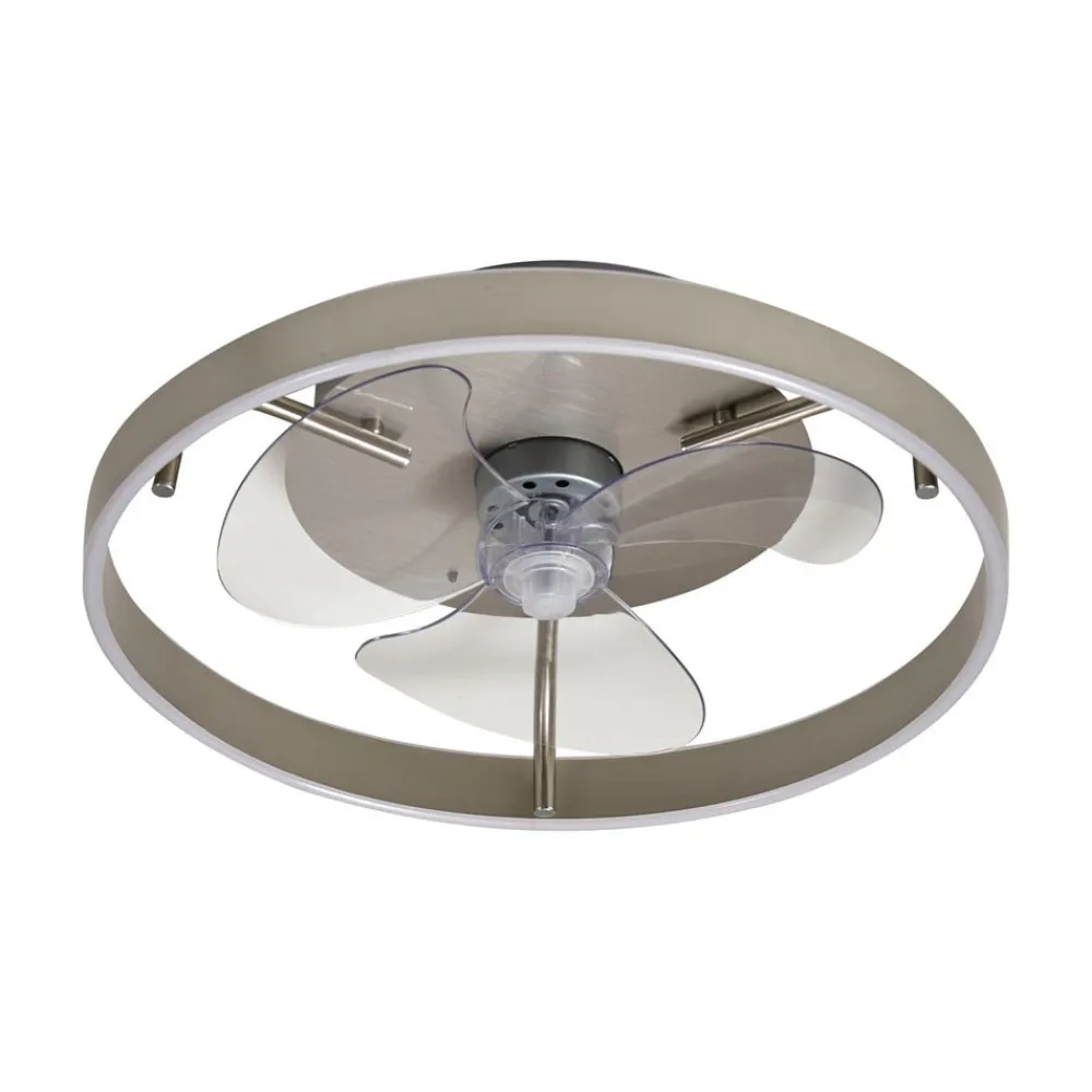 LED-loftventilator Momitu, sølv, lydsvag, Ø 50 cm^Lindby Best