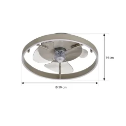 LED-loftventilator Momitu, sølv, lydsvag, Ø 50 cm^Lindby Best