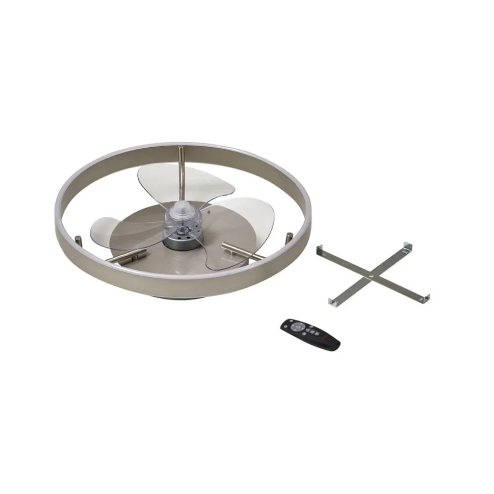 LED-loftventilator Momitu, sølv, lydsvag, Ø 50 cm^Lindby Best