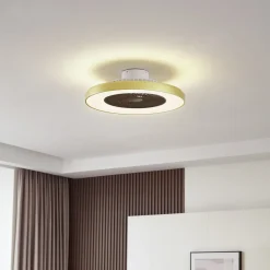 Lindby LED-loftventilator Teleo, messing, DC, støjsvag, Tuya