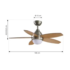 Lindby LED-loftventilator Klasika, DC, støjsvag, 106 cm, CCT