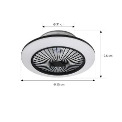 LED-loftventilator Mamuti, sort, støjsvag, Ø 55 cm^Lindby Discount