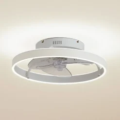 Lindby Loftventilatorer>LED-loftventilator Momitu, hvid, aluminium, Ø 50 cm