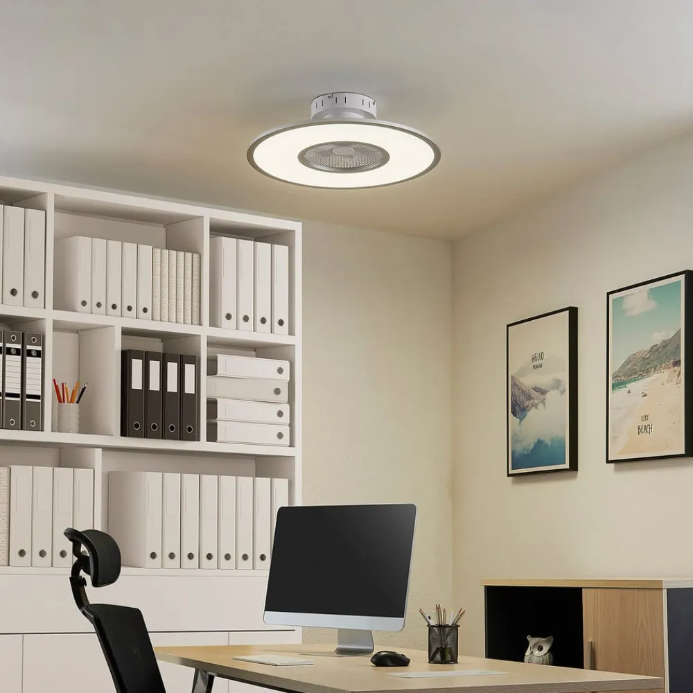 LED-loftventilator Romea, rund, DC, støjsvag, 60 cm^Lindby Best