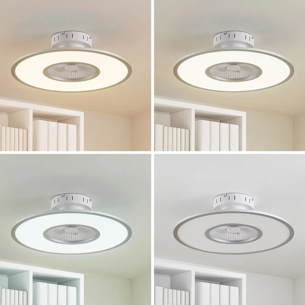 LED-loftventilator Romea, rund, DC, støjsvag, 60 cm^Lindby Best