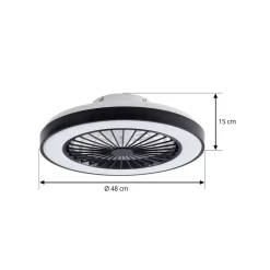 LED-loftventilator Teleo, Ø48 cm, sort, DC, Tuya^Lindby Outlet