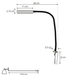 LED-læselampe Flexola, nikkel, kantet, metal, stik^Lindby Hot